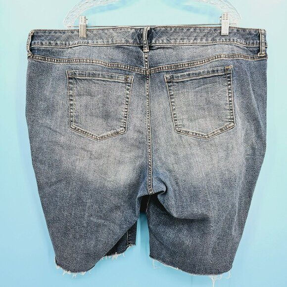 Torrid Denim Bermuda Jean Shorts Jorts DIY 26 Blue Distressed Cotton Stretchy - Picture 11 of 12